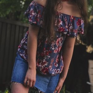cute floral off the shoulder top